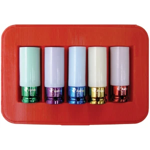 5pc. Impact Socket Set - Chrome Protective Plastic Sleeves and Shallow Broach-0