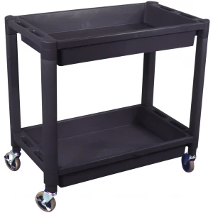 Heavy Duty Plastic 2 Shelf Utility Cart - Black Color-0