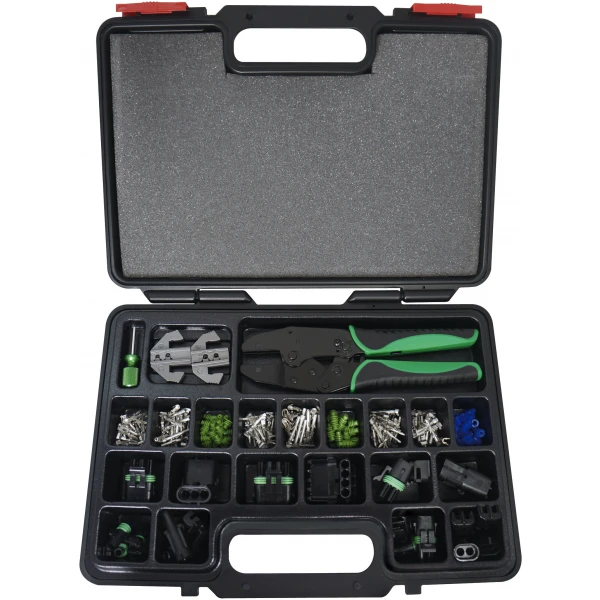 220pc Weather Pack Interchangeable Ratcheting Crimping Tool & Accessory Set-0