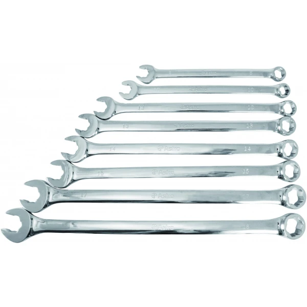 8pc Extra Long Damaged Fastener Flank Bite Combination Wrench Set - Metric-4355