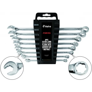 8pc Extra Long Damaged Fastener Flank Bite Combination Wrench Set - Metric-0