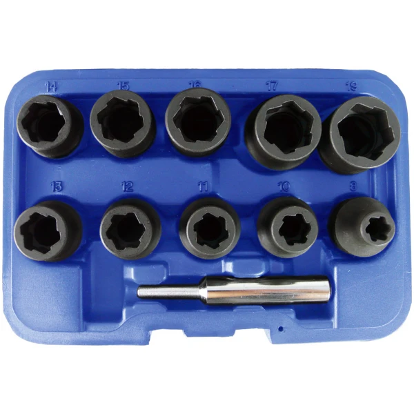 11pc 1/2 Dr Metric Flank Bite Damaged Fastener Impact Sockets-4347