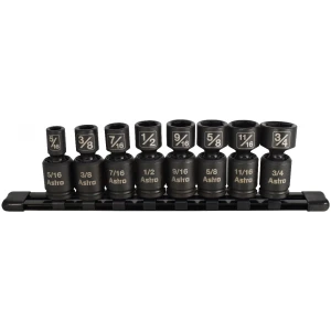 8-Piece 3/8" Drive Nano Pinless Universal Impact Sockets - SAE-0