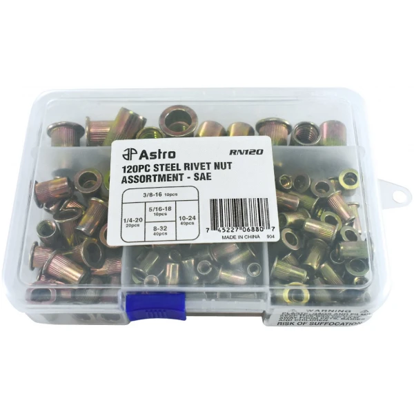 120pc Steel Rivet Nut Assortment - SAE-4559