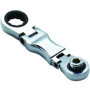 Stubby Ratcheting Flex Head Double Box End Wrench for Nano Sockets