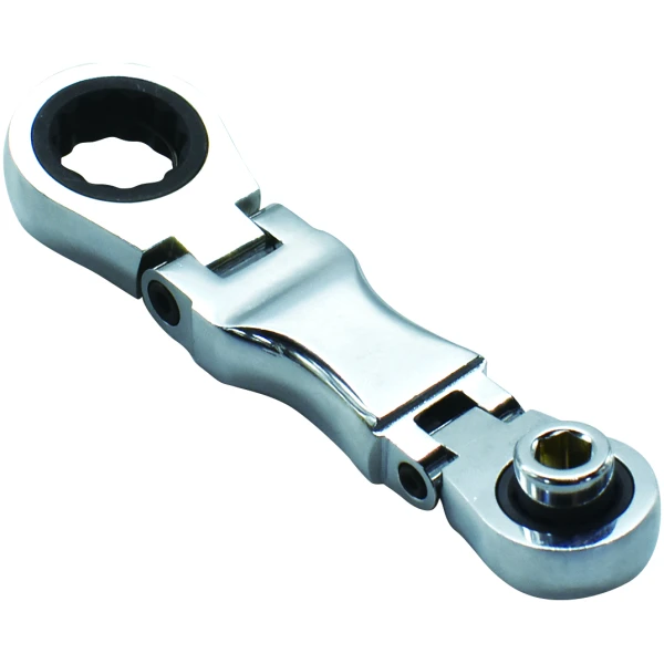 Stubby Ratcheting Flex Head Double Box End Wrench for Nano Sockets