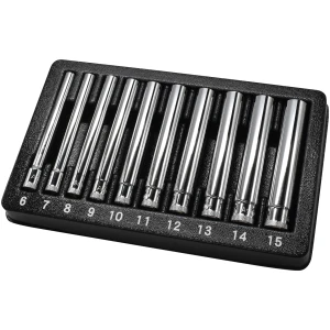 10PC 1/4" Drive Extra Deep Metric Socket Set 6-15mm