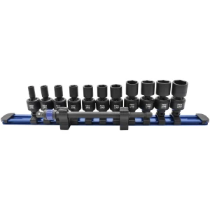 12pc 1/4" Square & Hex Drive Magnetic Universal 6pt Impact Socket Set for Impact Wrenches & Drivers