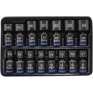 3/8" Drive 10-24mm Pinless Universal Impact Sockets - No Skips - 15 Pieces